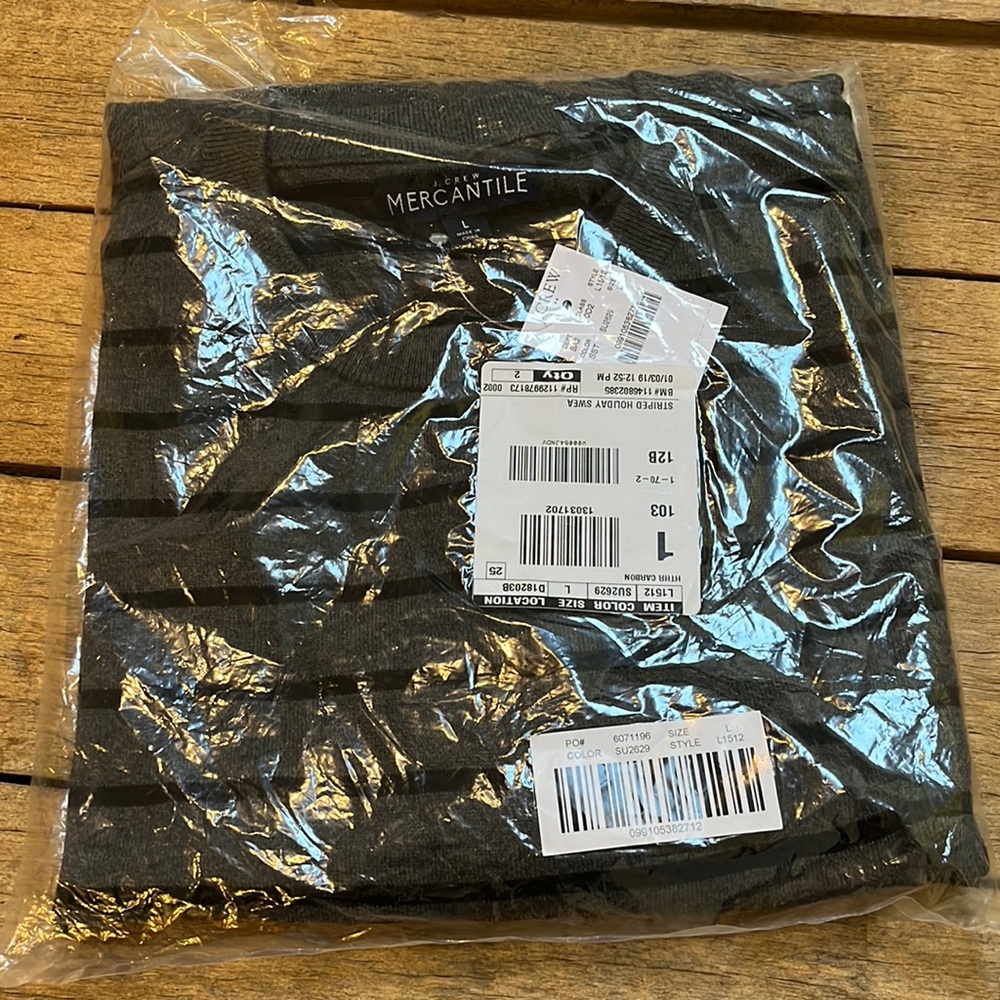 NWT JCrew Mens Striped Crewneck Sweater